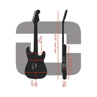 Estuche Crossrock Fiberglass Negro para Guitarra Eléctrica Strato & Tele
