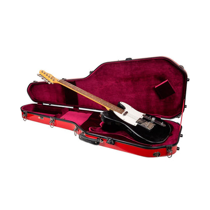 Estuche Crossrock Fiberglass Rojo para Guitarra Eléctrica Strato & Tele
