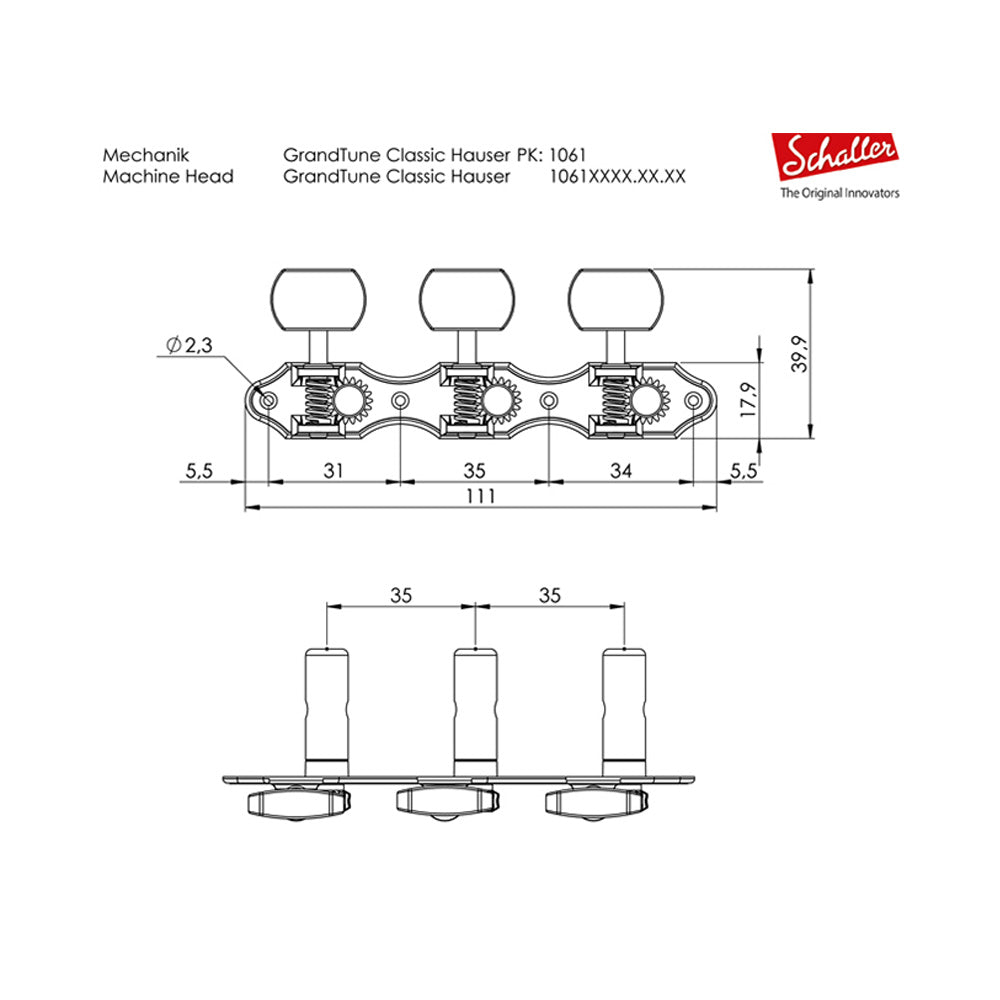 Maquinaria Schaller GrandTune® Plata Mate